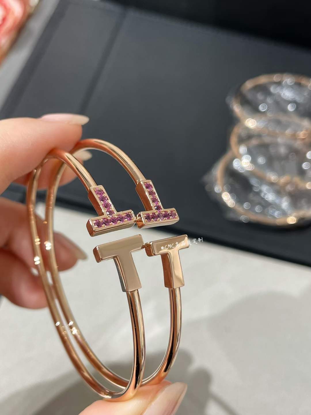 Tiffany & Co. Tiffany&Co.圣诞粉钻双T手镯