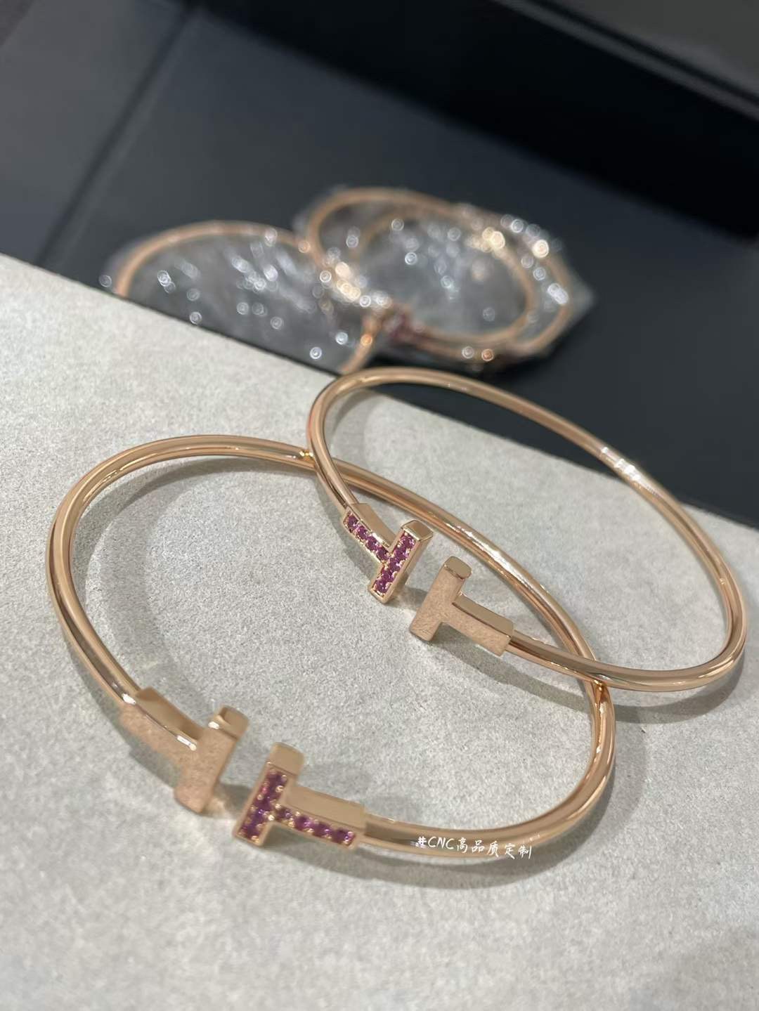 Tiffany & Co. Tiffany&Co.圣诞粉钻双T手镯