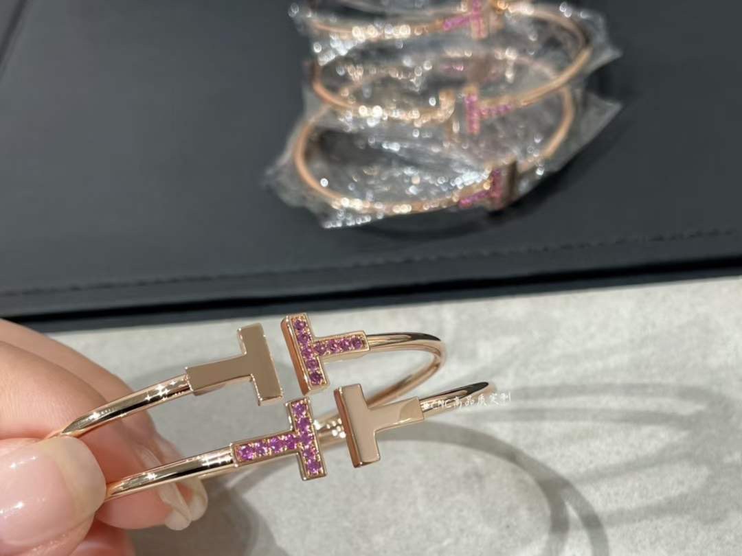 Tiffany & Co. Tiffany&Co.圣诞粉钻双T手镯
