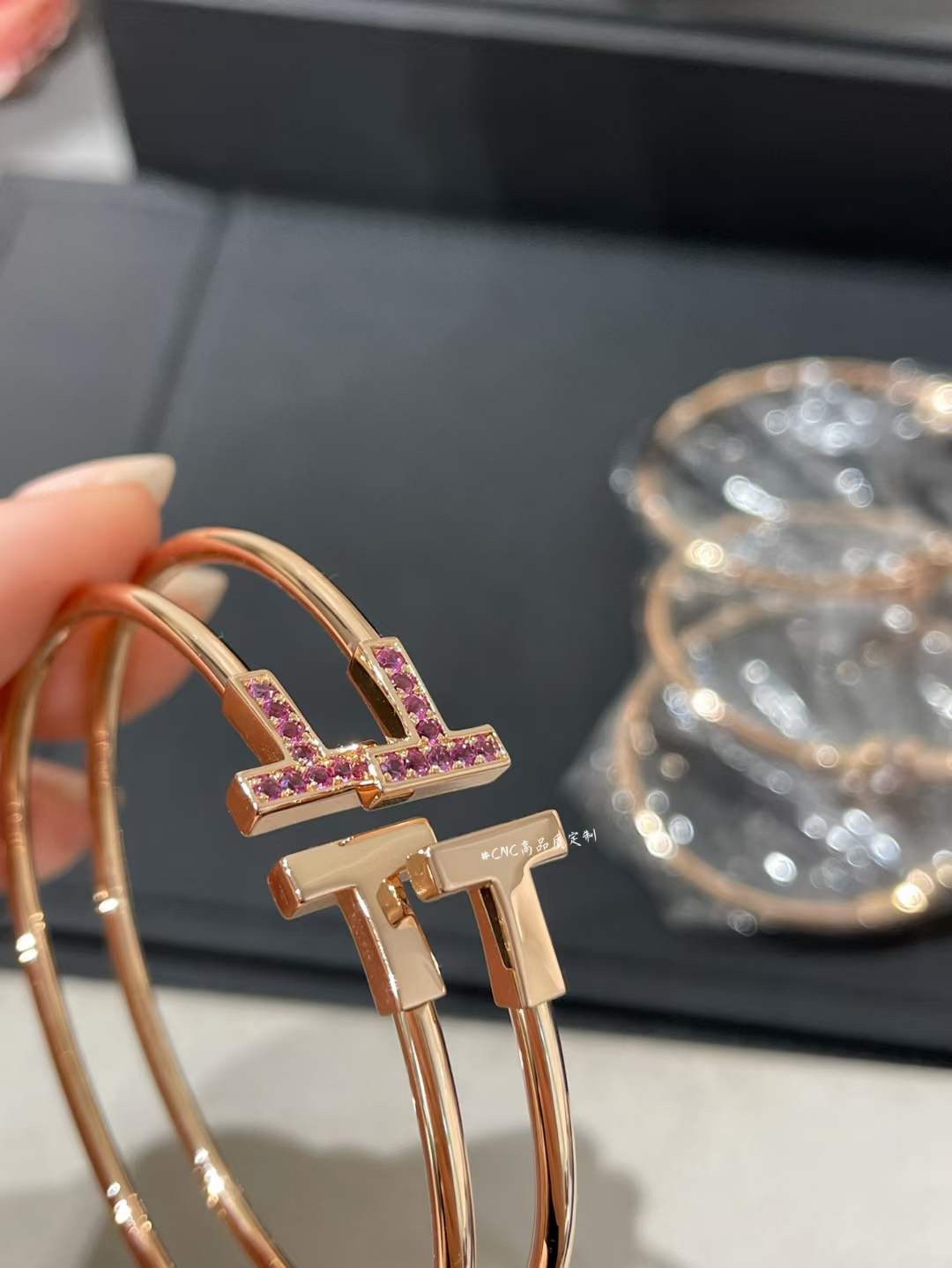 Tiffany & Co. Tiffany&Co.圣诞粉钻双T手镯