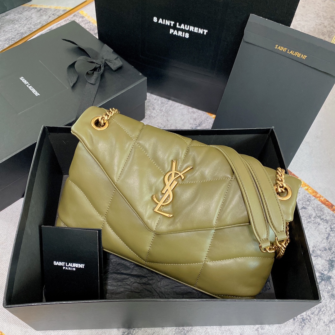 Yves Saint Laurent Loulou Puffer Medium Olive Green Shoulder Bag 2 i1685261628 9460 0