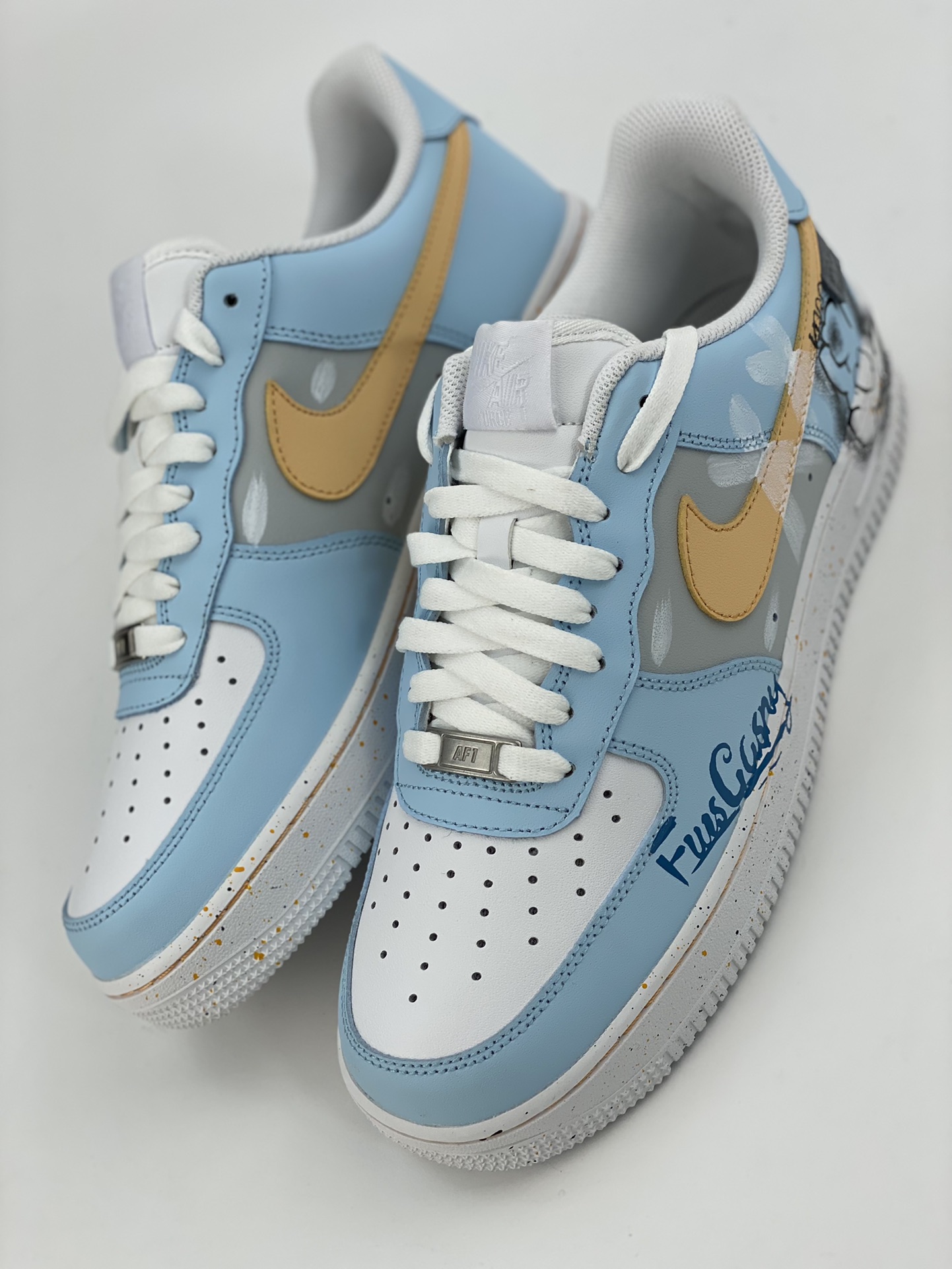 Nike Air Force 1 Low 07 White and Blue Graffiti CW2288-111