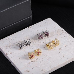 Chrome Hearts Jewelry Earring Grey Set With Diamonds Unisex Vintage