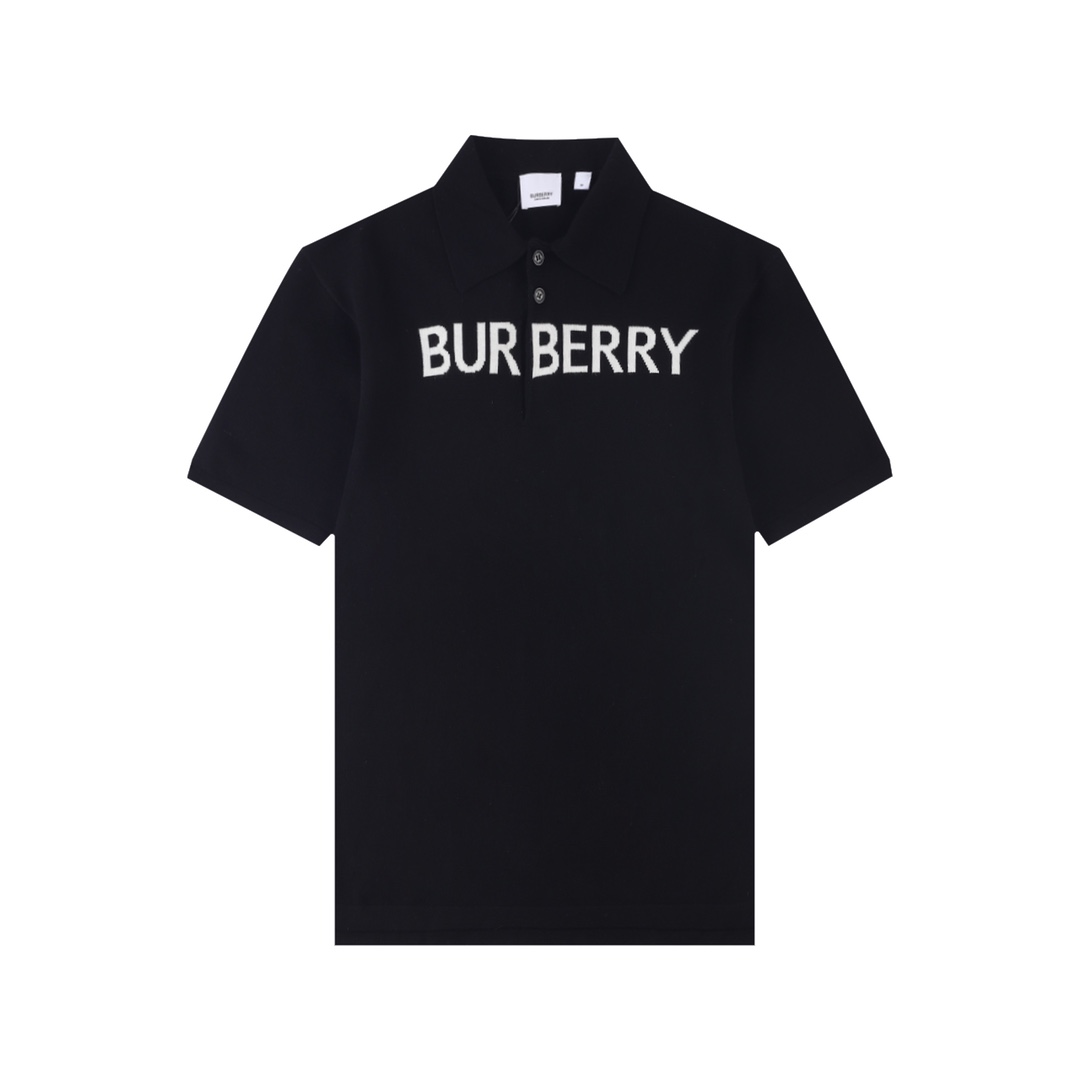 BBR Burberry*2024SS jersey de punto nuevo de cuello vuelto primavera/verano, técnica de jacquard con logotipo de letras…