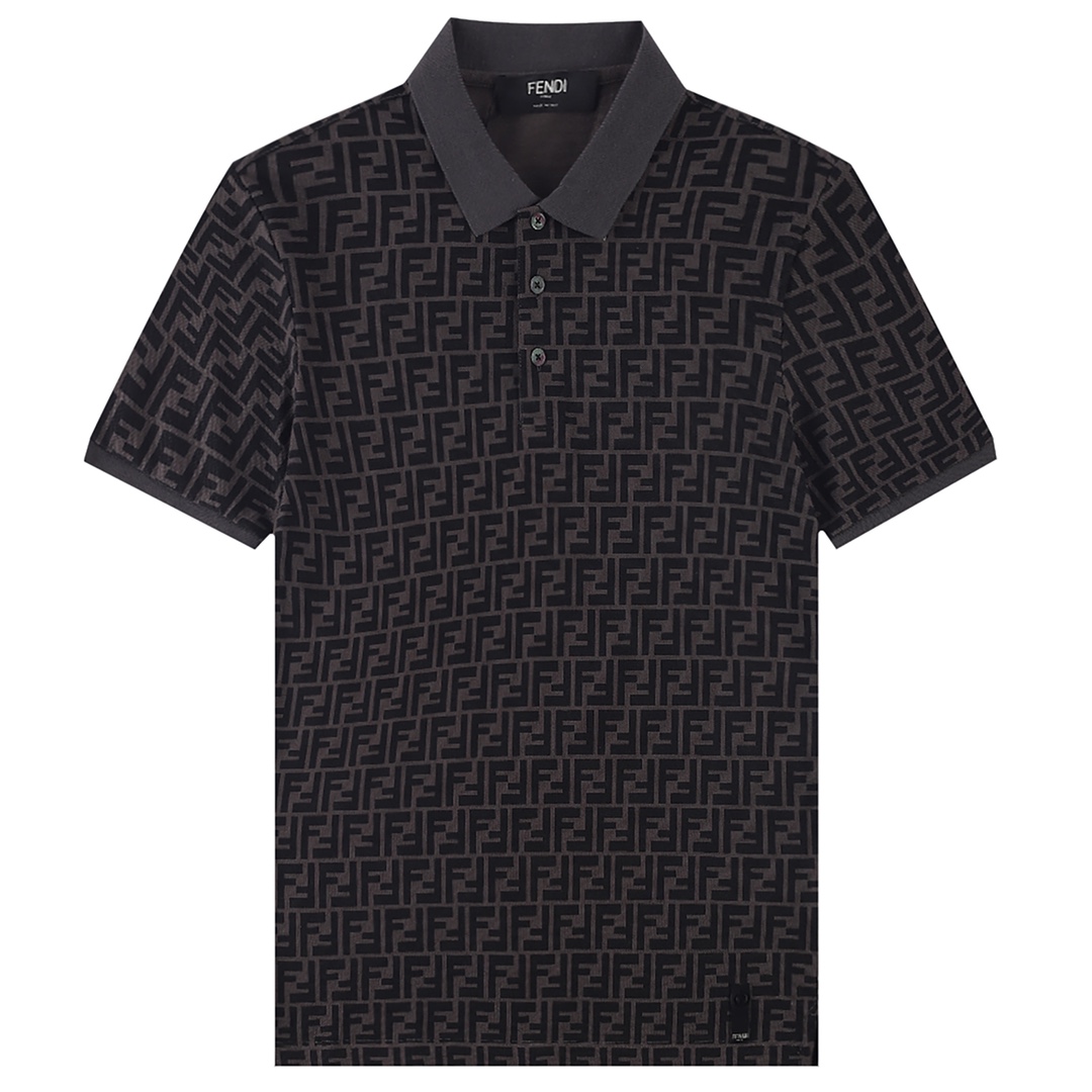 FEND Fen*2023SS Primavera/Verano nuevo polo de cuello, tejido clásico de doble F personalizado teñido y tejido, con let…