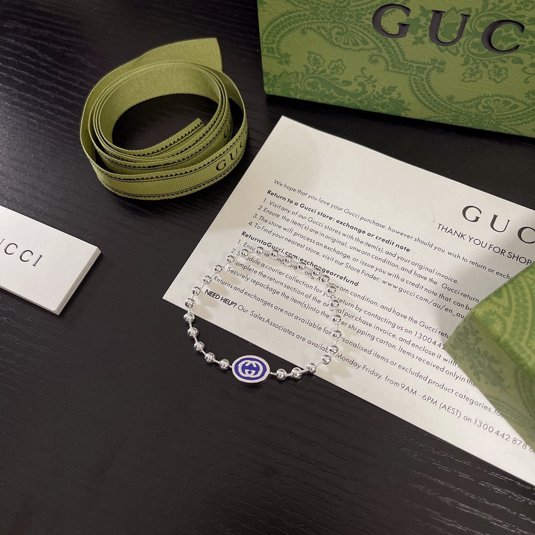  新款GUCCI古驰互扣式双G珠链式项链