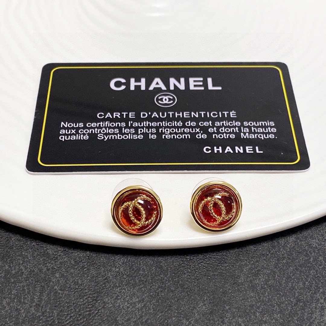 新款Chanel香奈儿复古红色糖果耳