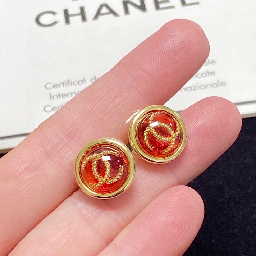 新款Chanel香奈儿复古红色糖果耳