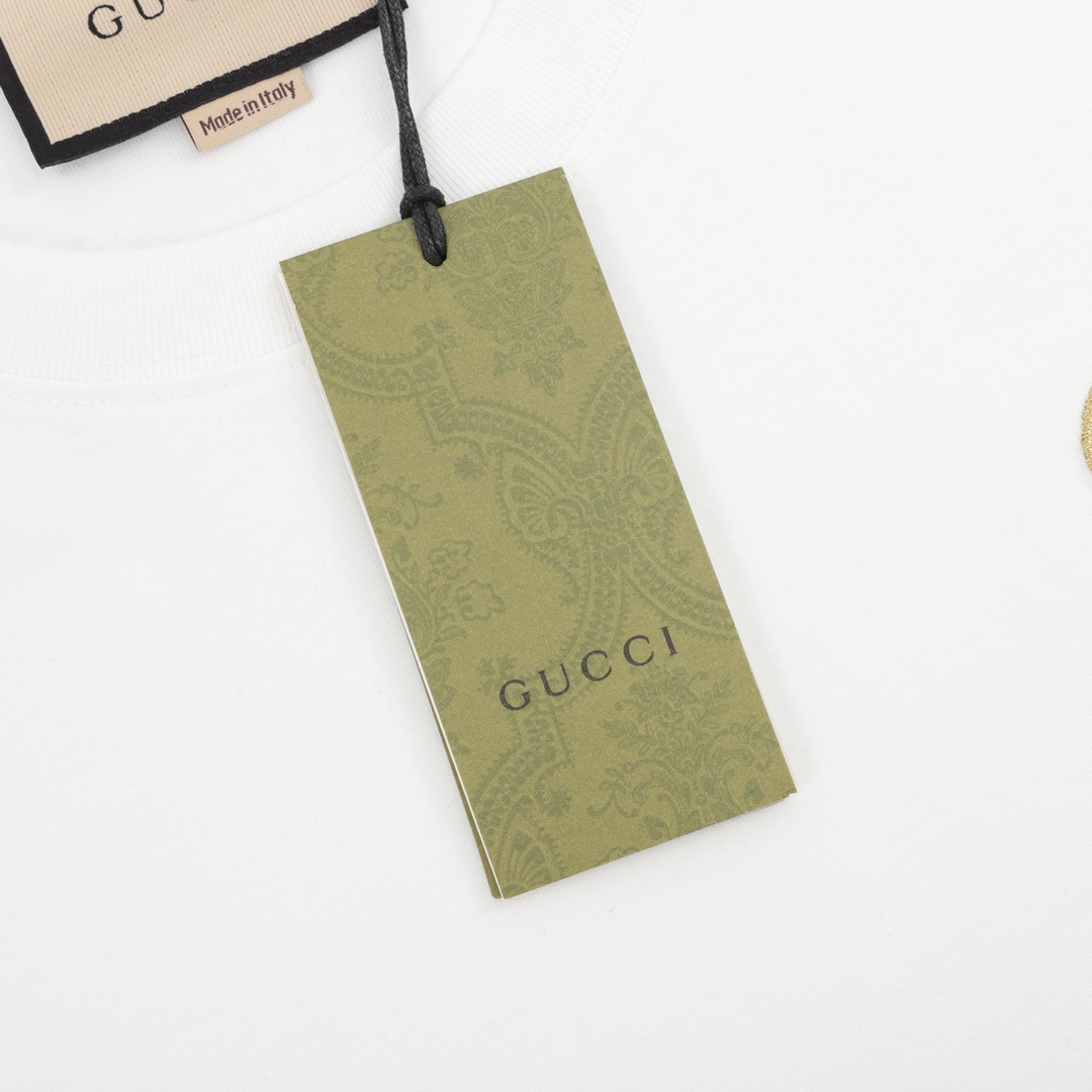 160 Gucci/古驰 胸口双G刺绣圆领短袖T恤