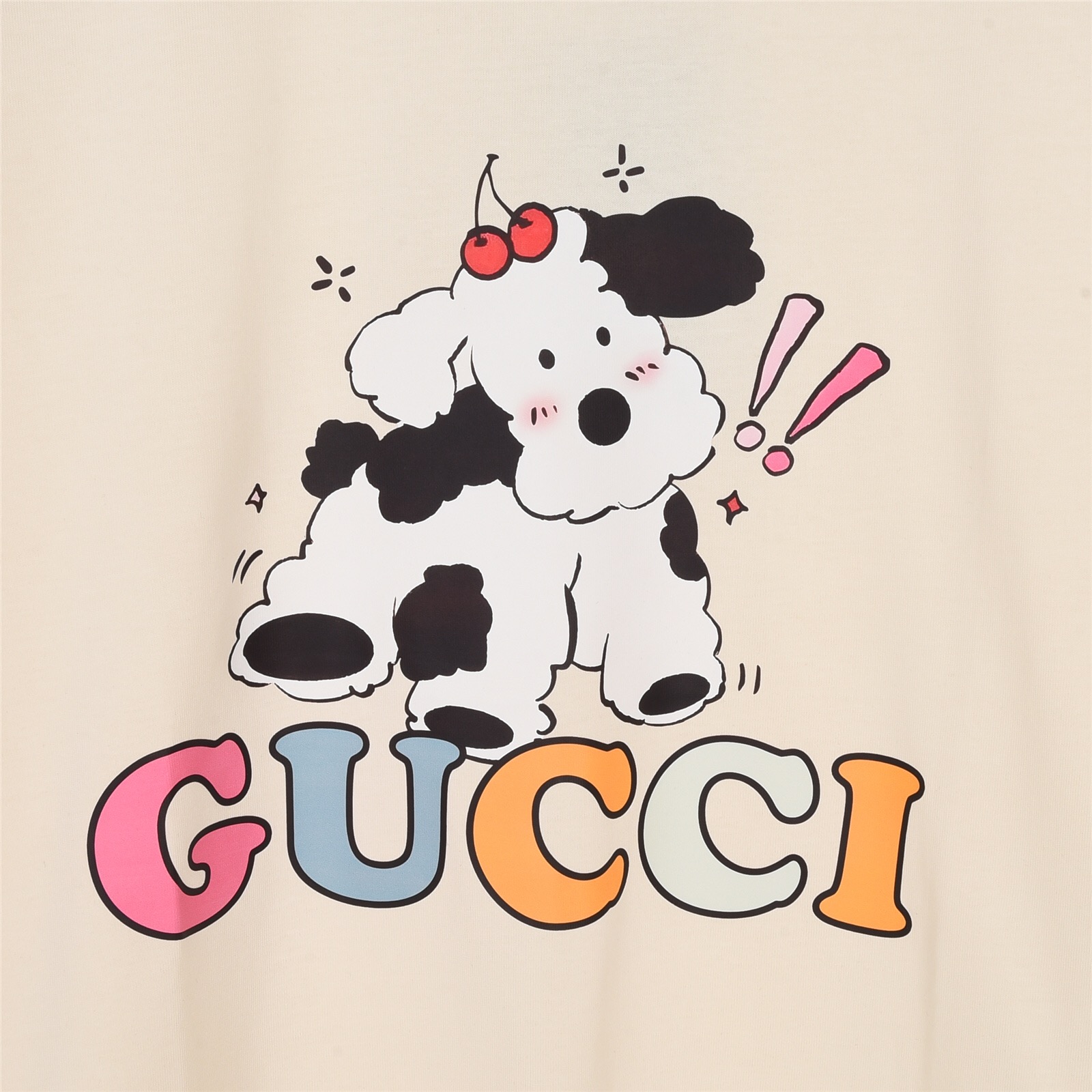 160 Gucci古驰23Fw夏季最新花样小狗彩色字母logo印花短袖