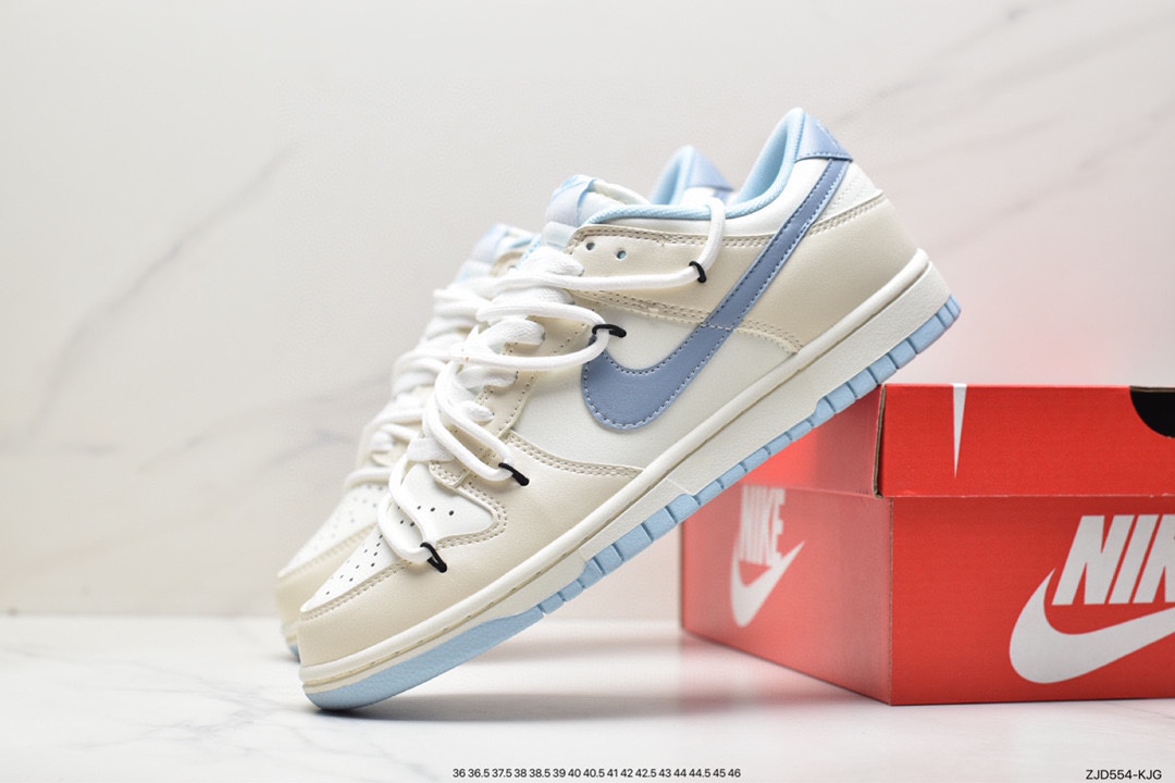 240 Nike SB Dunk Low”White/Black”扣篮系列低帮休闲运动鞋“白黑浅蓝涂鸦绑绳”DD1503-123