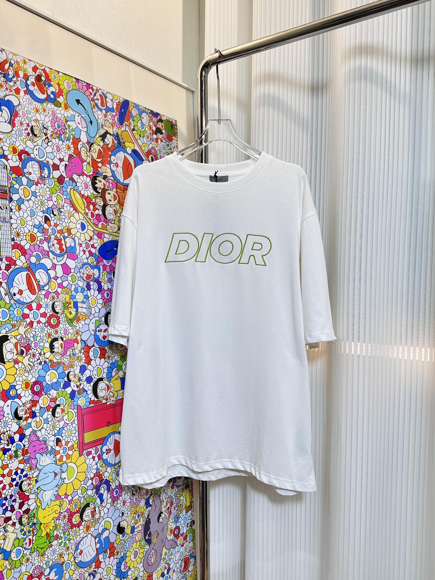 Dior AAAAA+
 Abbigliamento T-Shirt Nero Bianco Ricamo Cotone Lavorazione a maglia Maniche corte