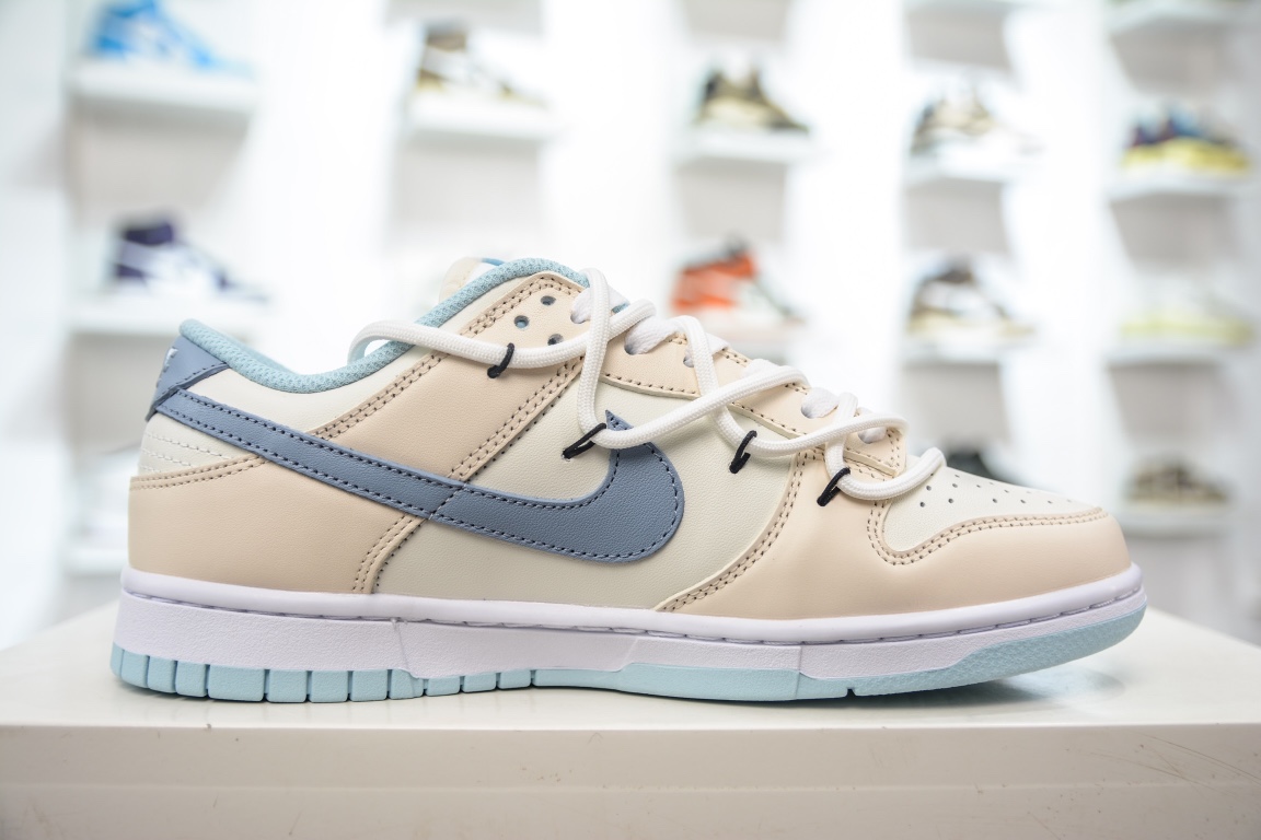 E Nike Dunk Low summery sea salt milk ice customized version deconstructed strap casual sneakers DD1503-123