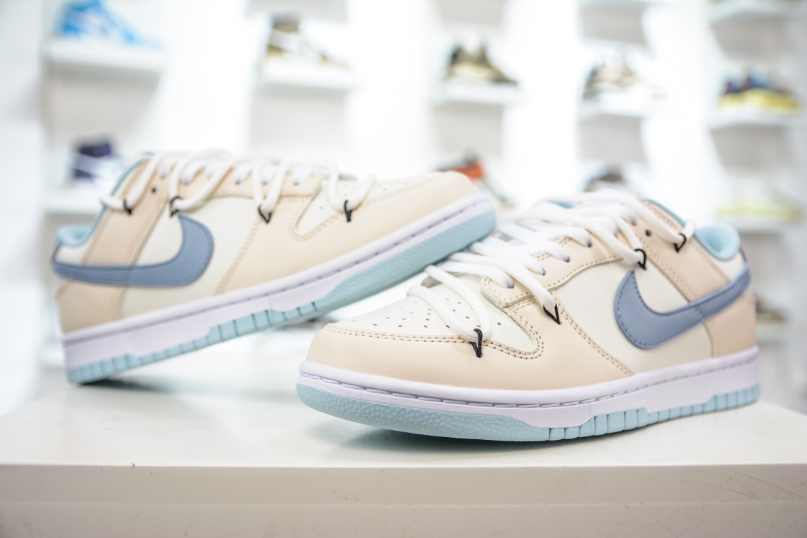 E Nike Dunk Low summery sea salt milk ice customized version deconstructed strap casual sneakers DD1503-123