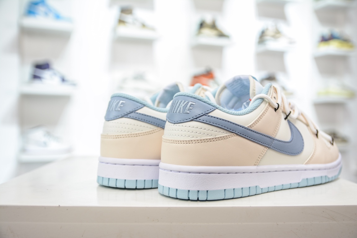 E Nike Dunk Low summery sea salt milk ice customized version deconstructed strap casual sneakers DD1503-123