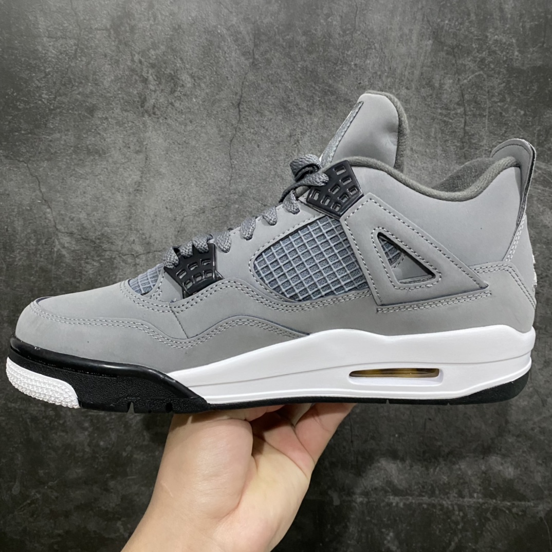 图片[2]-【LJR版】Air Jordan AJ4 Cool Grey酷灰 老鼠灰308497-007圈内公认最强四代 全套原纸板楦头开发 原厂皮料 完美版型 一比一鞋头弧度高度鞋身弧度 数据细节工艺流程均保持原鞋一致 原厂TPU网格鞋带扣 正确内里网布 菱角分明不变形无多余毛边 柔软性质感一致于原鞋 市场唯一原厂鞋扣模具 背面可见隐藏注塑口 原厂织唛标 原厂飞人电绣工艺 尾指中部跳三针 独家绑鞋带手法 印刷中底布 四线拉帮 米色美纹纸贴合固定 进口港宝加持 后跟自然饱满 全鞋荧光划线卡点 追求极致完美 每一双都是工艺品 多重QC质检 超越公司货的品控标准 实实在在的免检产品 尺码：40.5 41 42 42.5 43 44 44.5 45 46 47.5-莆田鞋批发中心