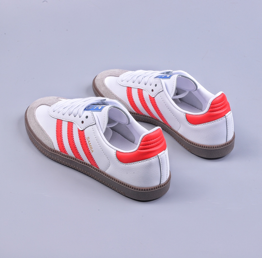 Adidas Originals Samba OG Samba series sneakers ”white light gray university red rubber sole” IG1025