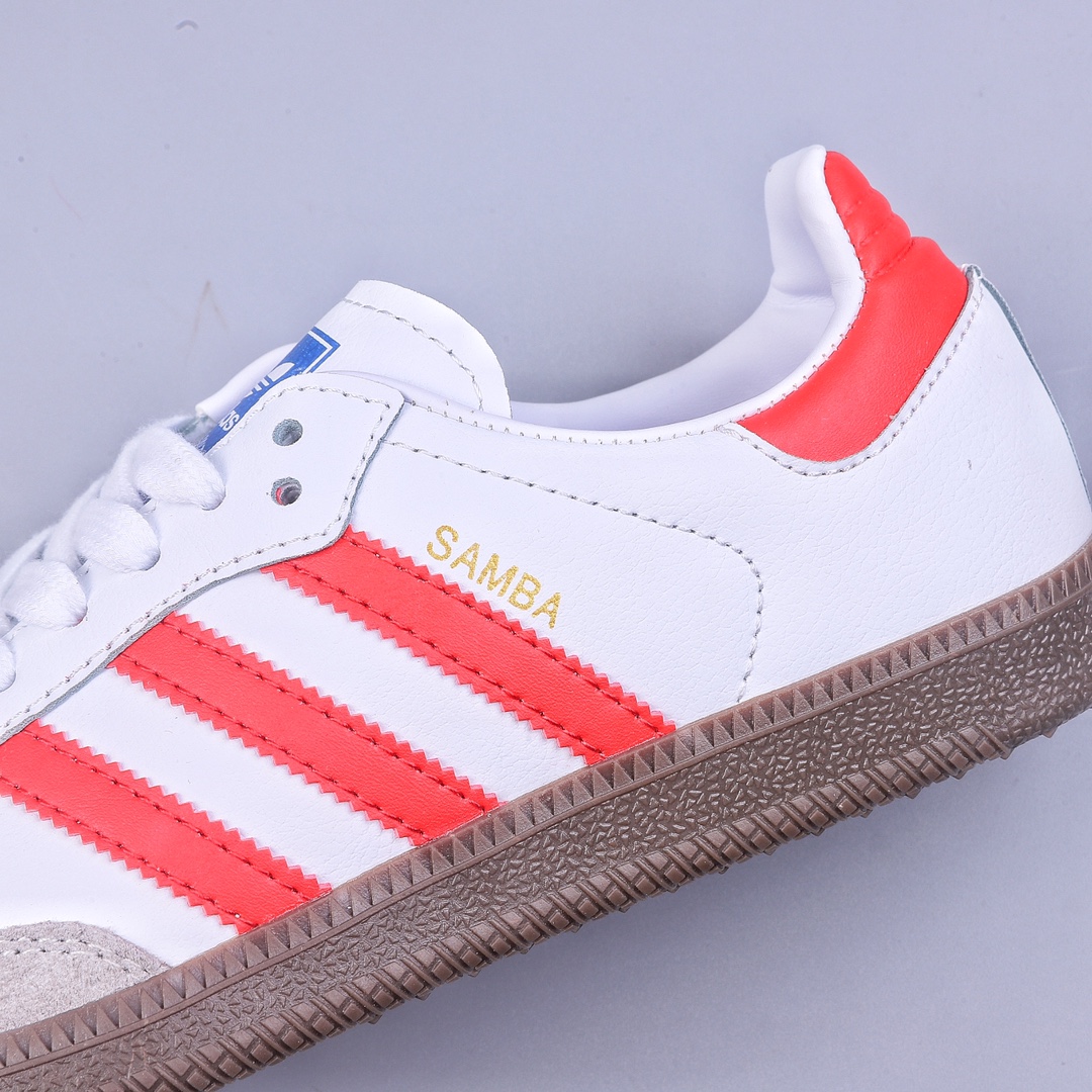 Adidas Originals Samba OG Samba series sneakers ”white light gray university red rubber sole” IG1025