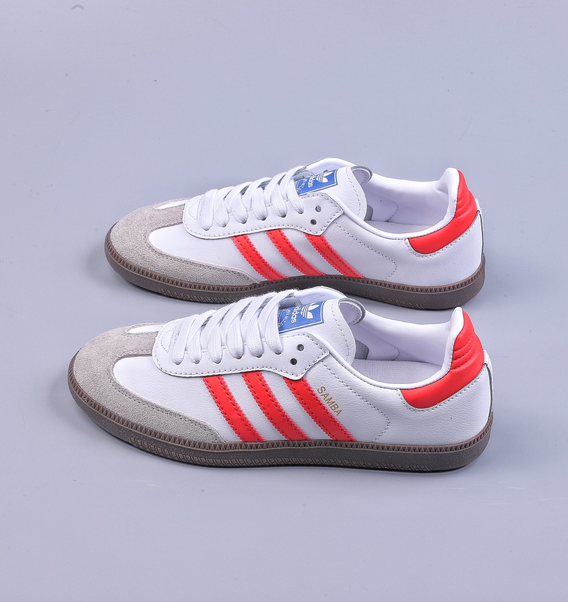 Adidas Originals Samba OG Samba series sneakers ”white light gray university red rubber sole” IG1025