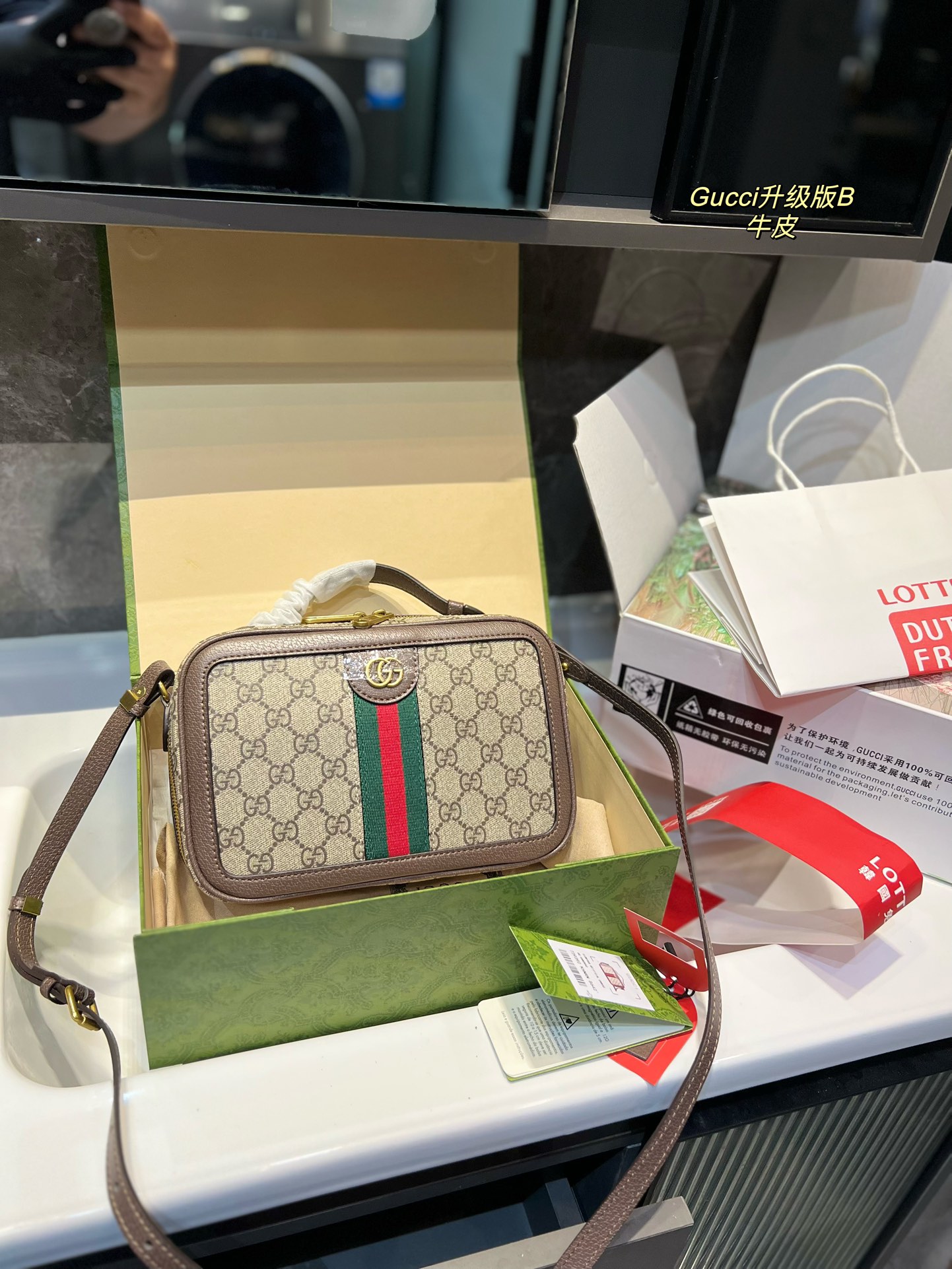 Co 1: 1 replika
 Gucci Ophidia Torby na aparat Skóra krowia Vintage