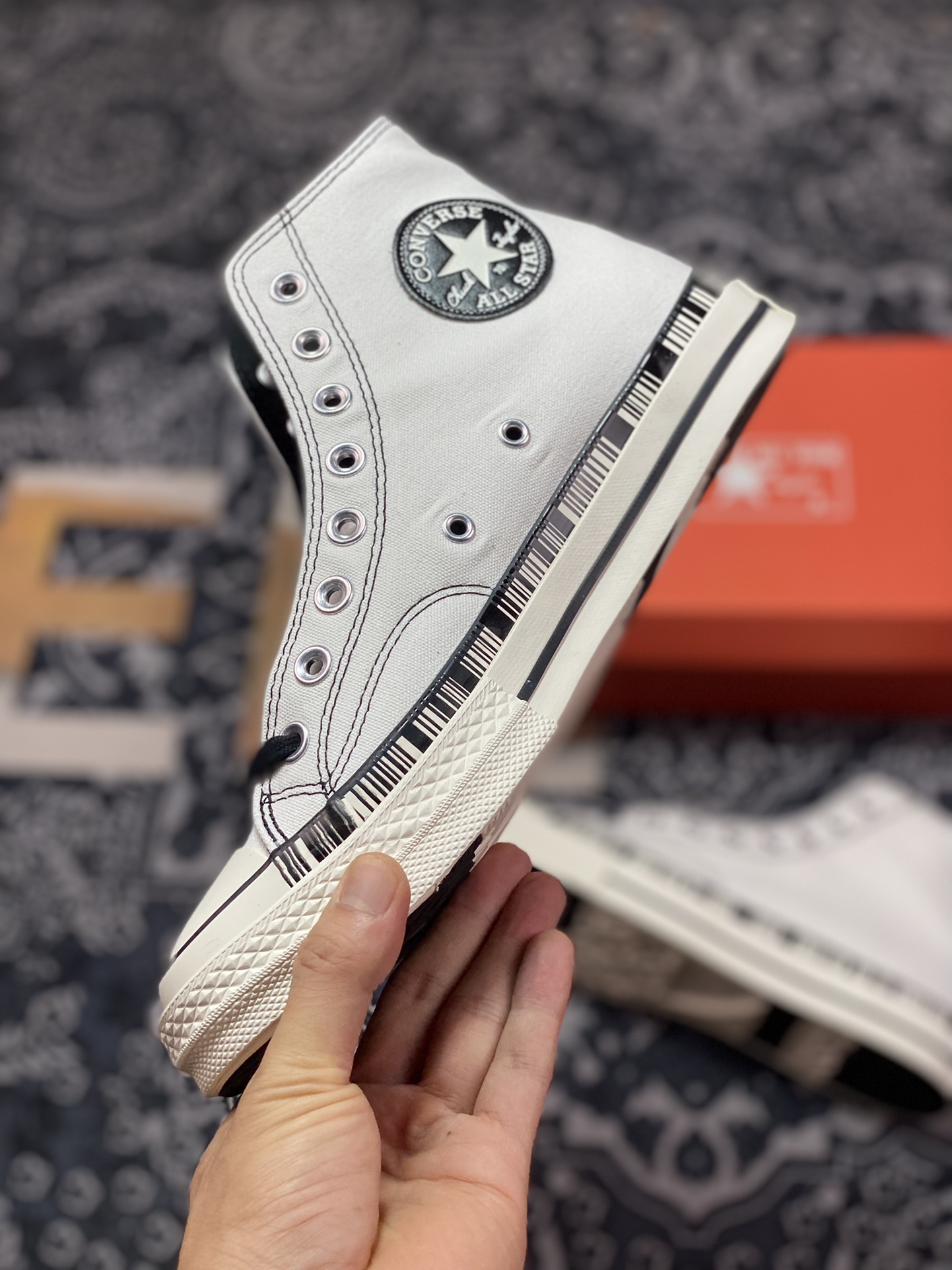 150  Converse Chuck 1970s 米白条形码 经典限定款三星标帆布鞋