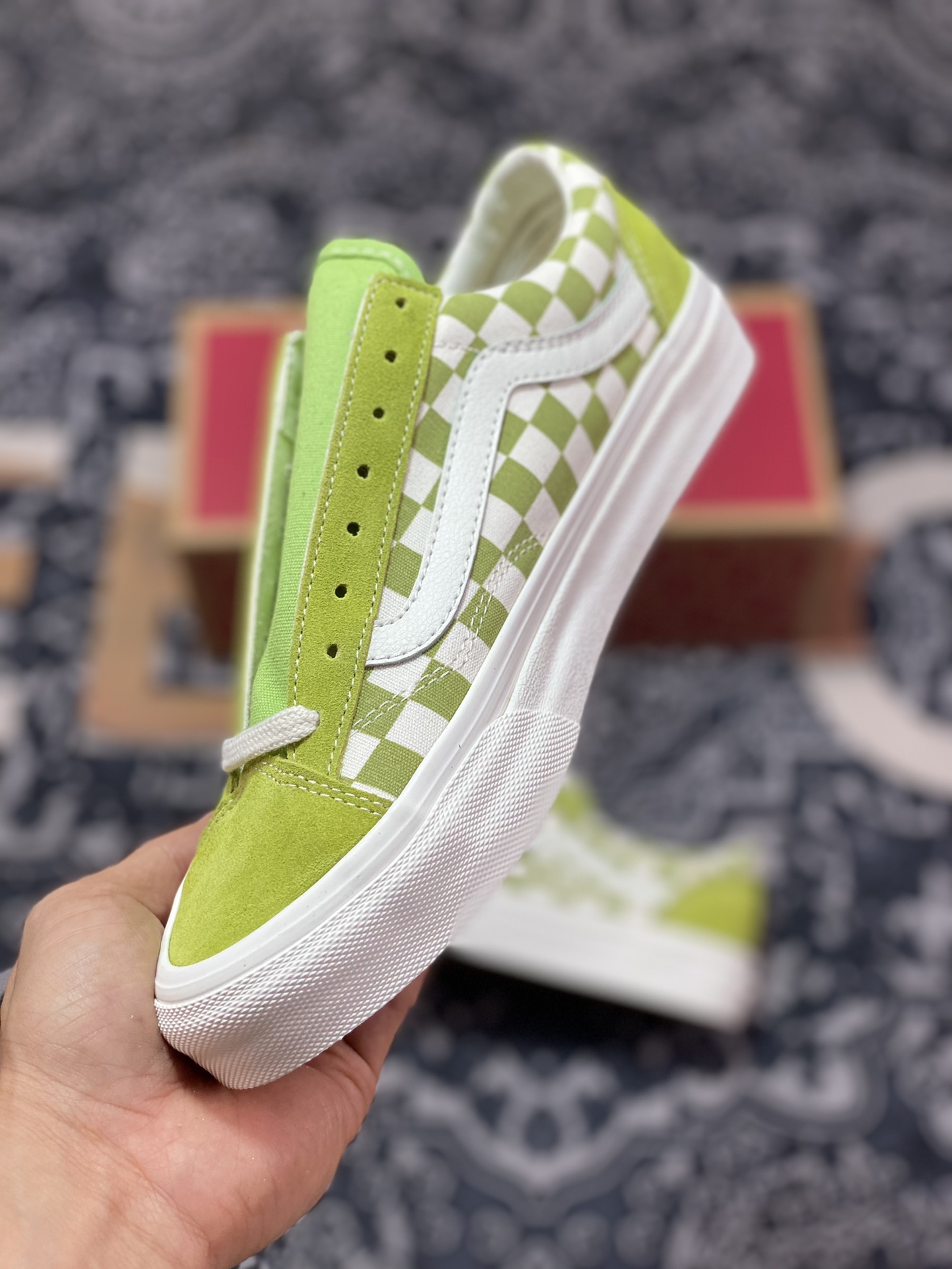 Vans Vault Og Style 36 Green Checkerboard Quan Zhilong Small Head Series VN0A3DZ3986