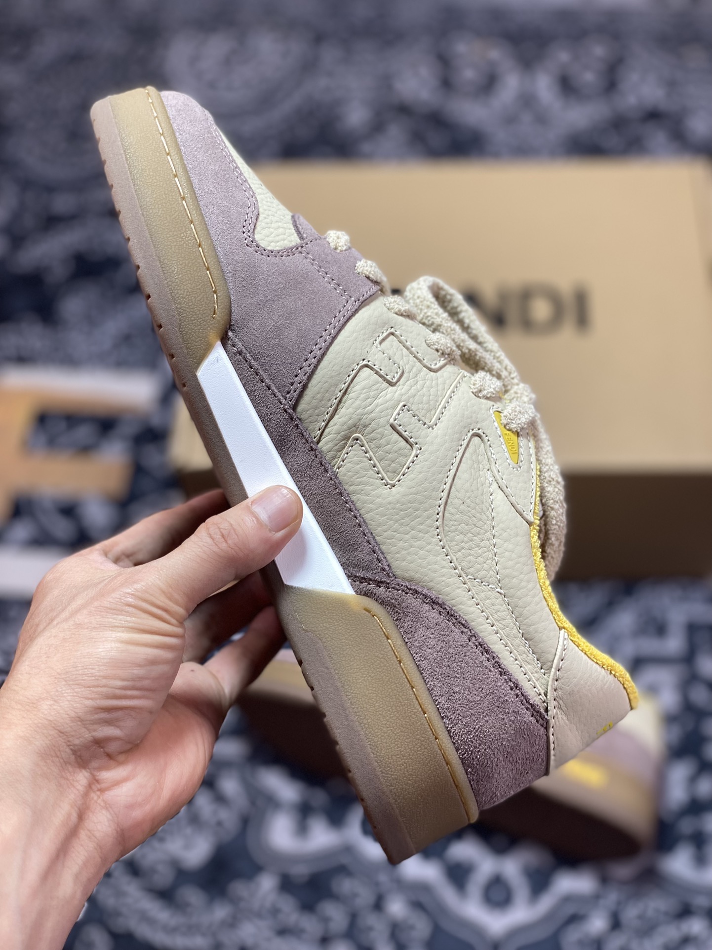 Fendi Match Sneaker Low Competition Series Low-top Retro Versatile Sneakers ”Leather Beige Coffee Caramel Bottom” 7E1493AHH2F1FHU