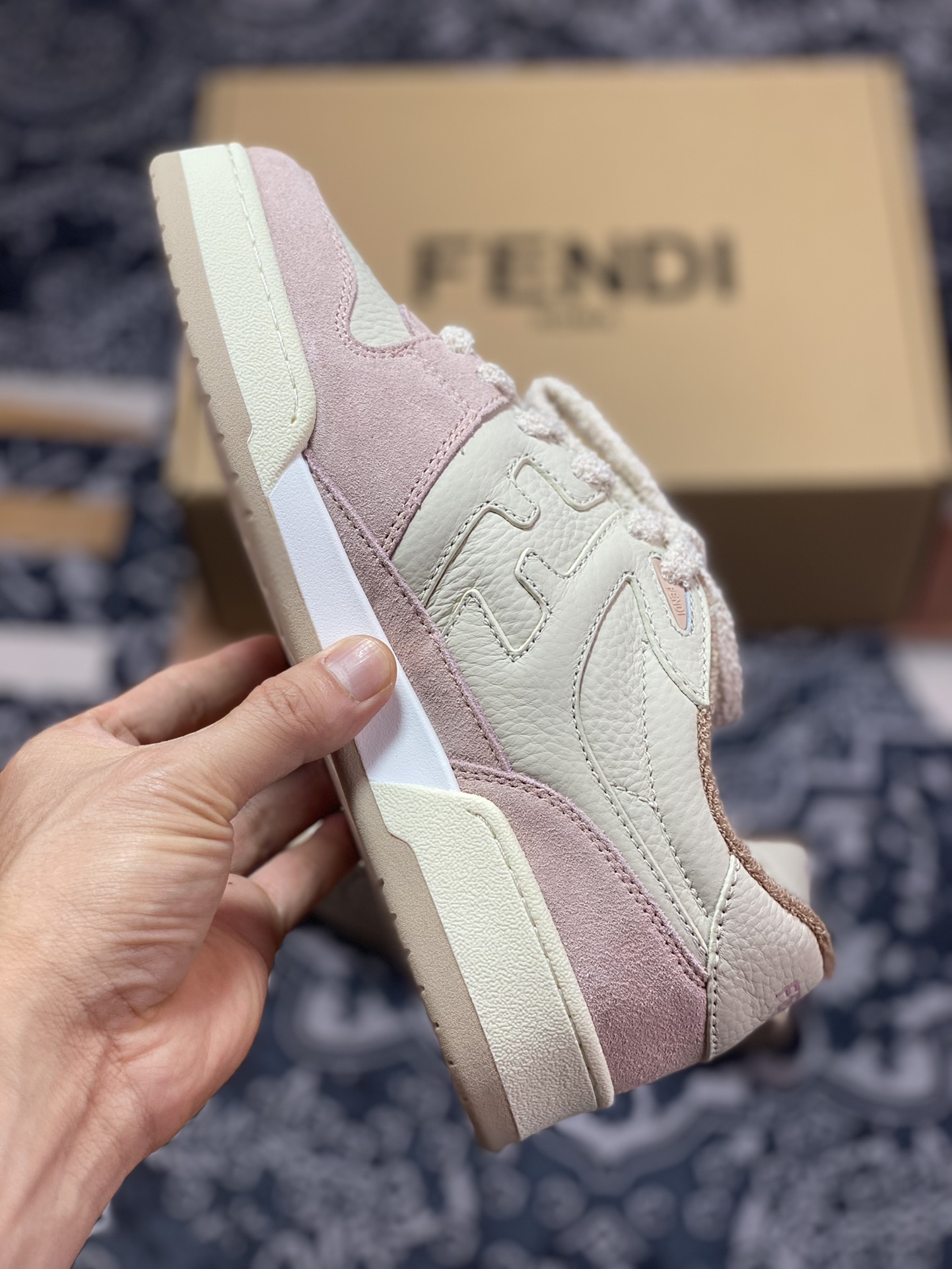 Fendi Match Sneaker Low Competition Series Low-top Retro Sneakers ”Leather Rice Pink Sakura” 7E1493AHH2F1FHT