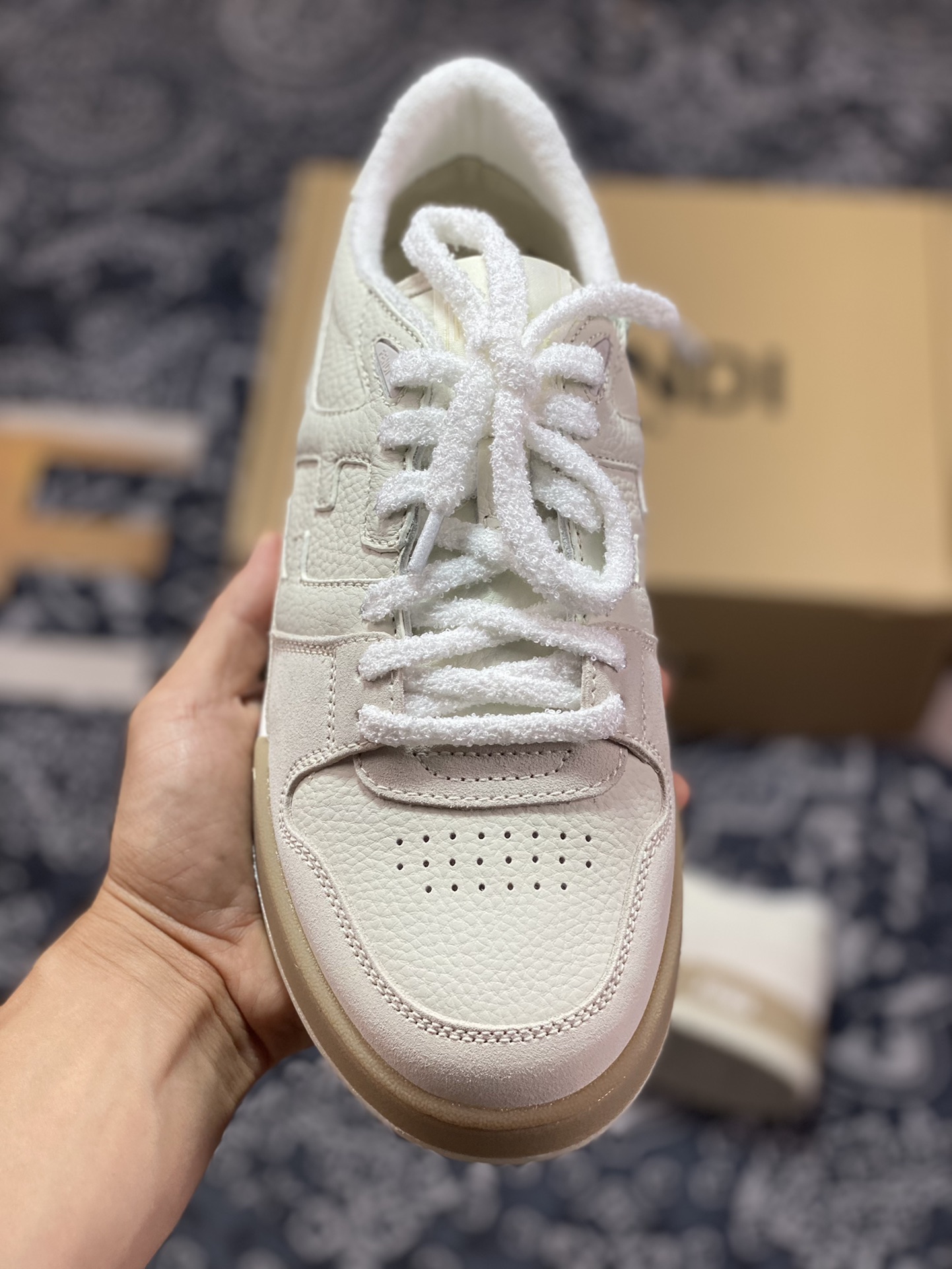 Fendi Match Sneaker Low competition series low-cut sneakers ”leather off-white light gray raw rubber sole” 7E1493AHH2F1FHS