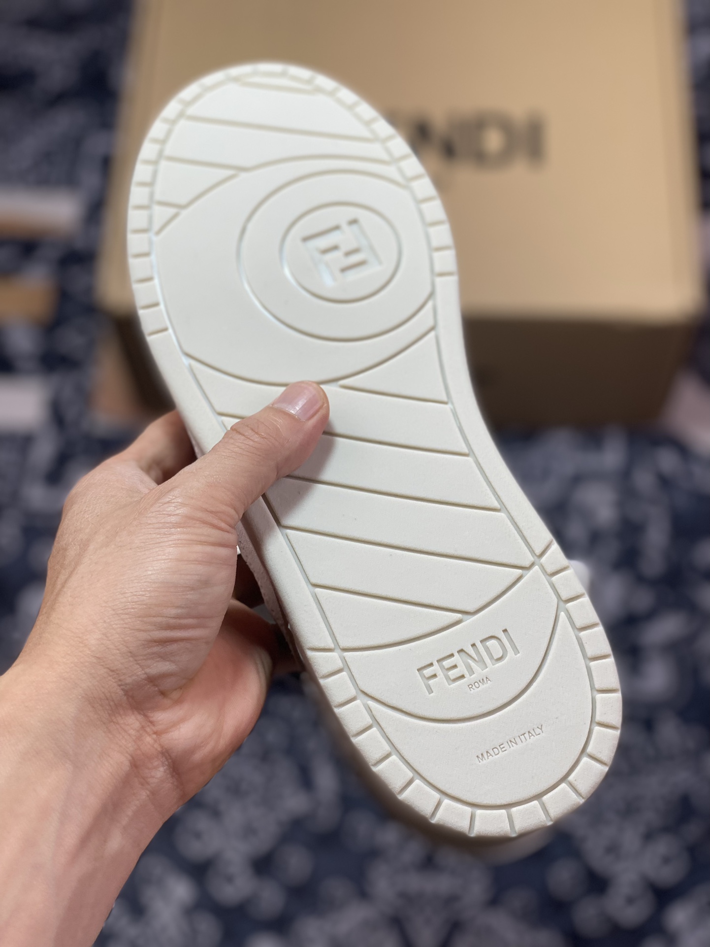 Fendi Match Sneaker Low competition series low-cut sneakers ”leather off-white light gray raw rubber sole” 7E1493AHH2F1FHS