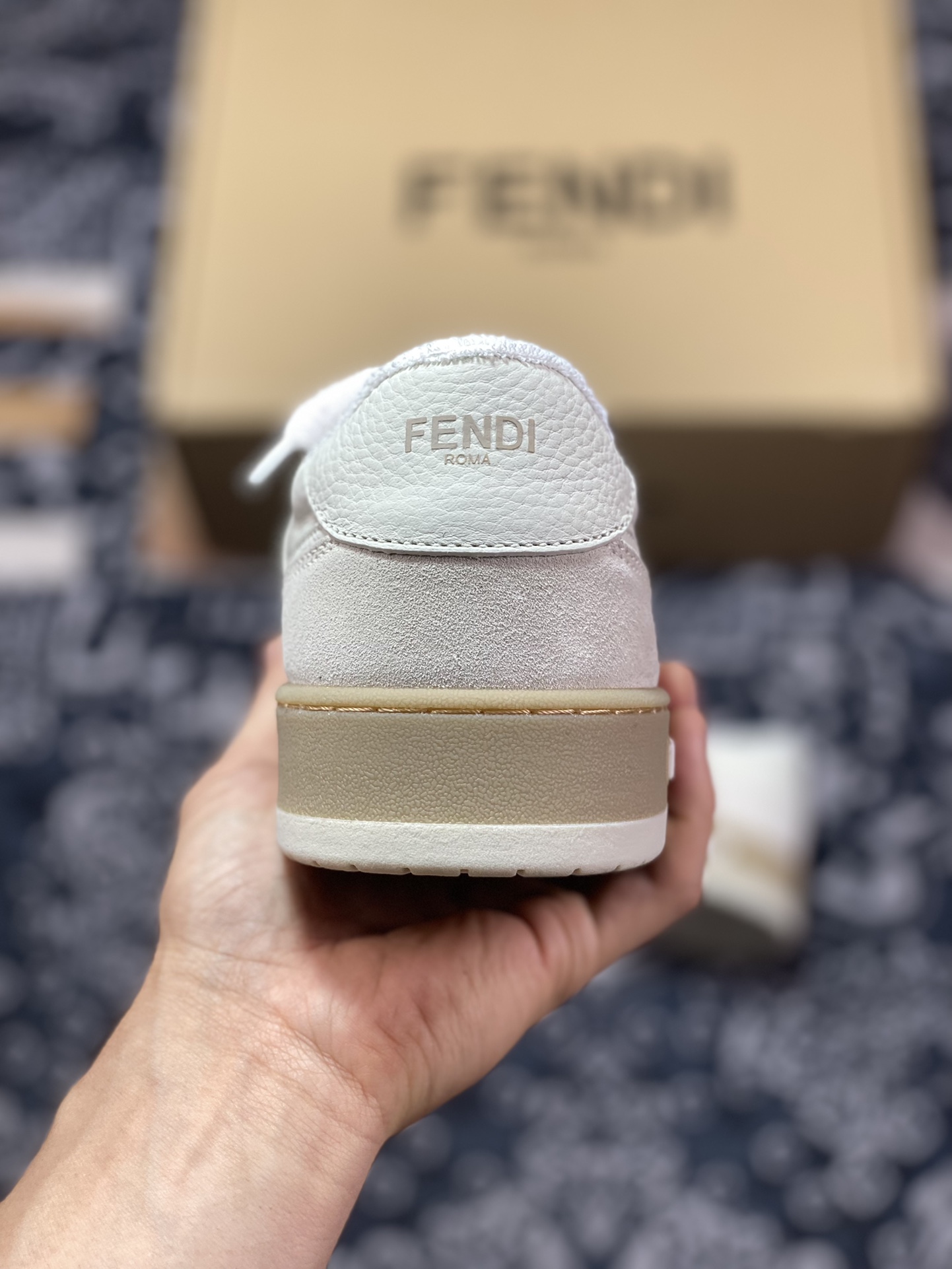 Fendi Match Sneaker Low competition series low-cut sneakers ”leather off-white light gray raw rubber sole” 7E1493AHH2F1FHS