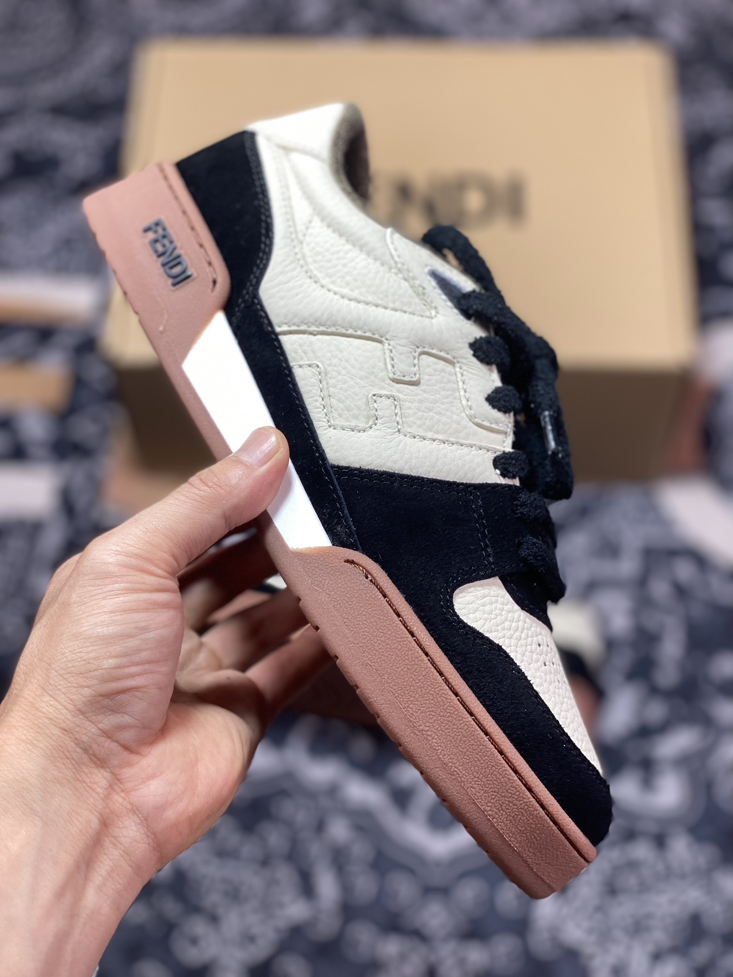 Fendi Match Sneaker Low competition series low-top retro sneakers ”leather off-white black caramel bottom” 7E1493AHH2F1FZB