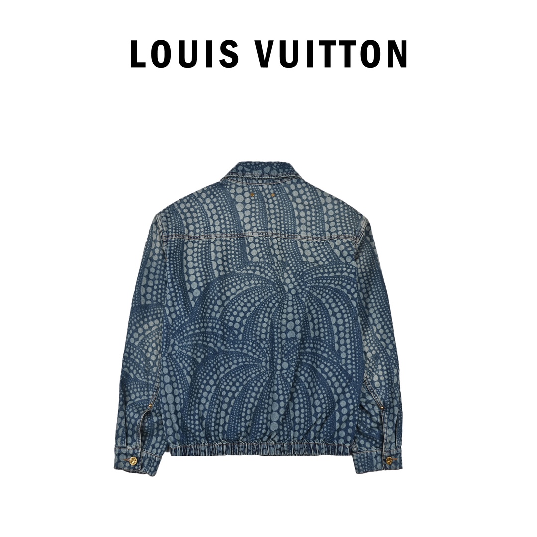 400 Louis Vuitton路易威登草间弥生 23ss 南瓜波点拉链牛仔外套