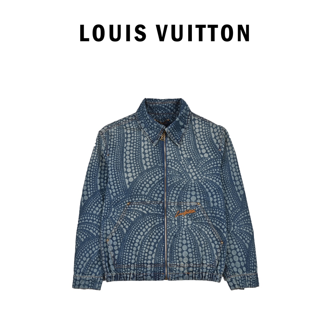 400 Louis Vuitton路易威登草间弥生 23ss 南瓜波点拉链牛仔外套