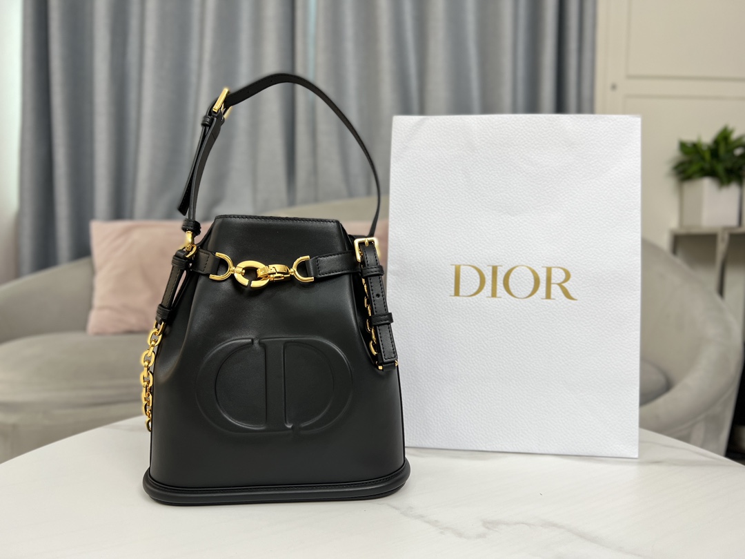 Dior Handbags Bucket Bags Black Cowhide Fall Collection Chains
