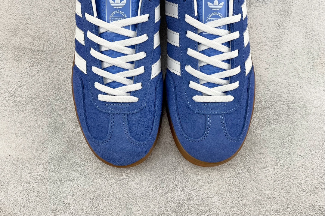 R版正确麂皮透明底adidasoriginalsGazelleIndoor蓝白棕货号HQ8717尺码35