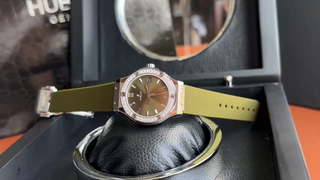 Hublot Watch White Polishing Women Crocodile Leather Rubber Quartz Movement Alligator Strap