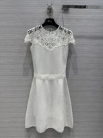 Dior Clothing Dresses White Embroidery Cotton Knitting Spring/Summer Collection