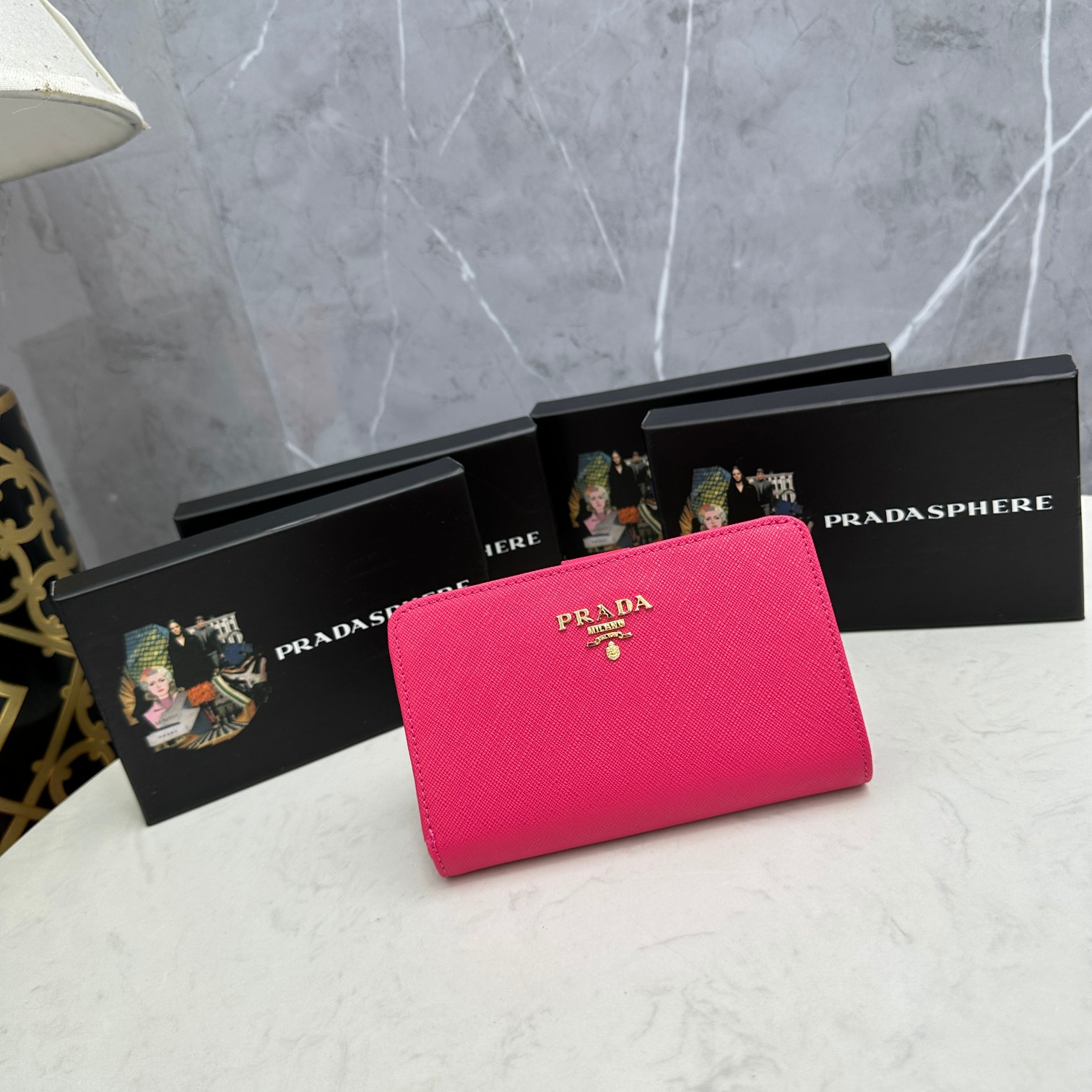 Prada Store
 Wallet Black Blue Pink Red White Cowhide Fashion