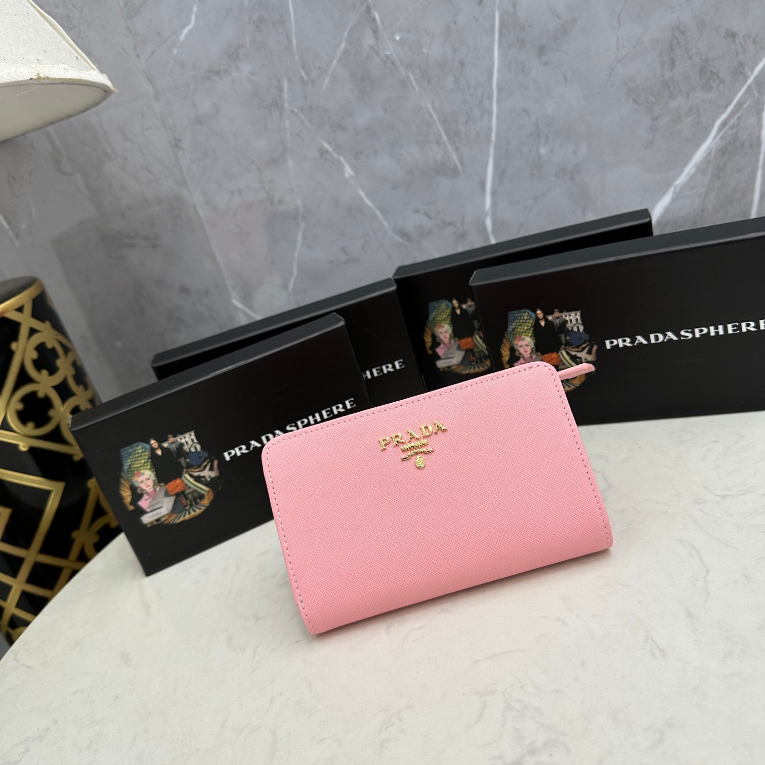 Prada Wallet Black Blue Pink Red White Cowhide Fashion