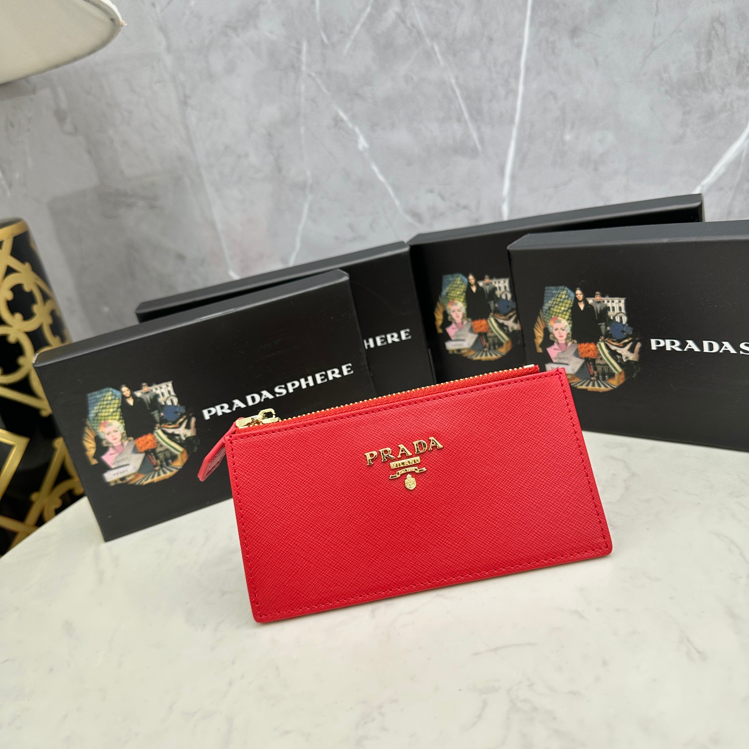 Prada Wallet Card pack 2023 Luxury Replicas
 Black Blue Pink Red Unisex Women Cowhide