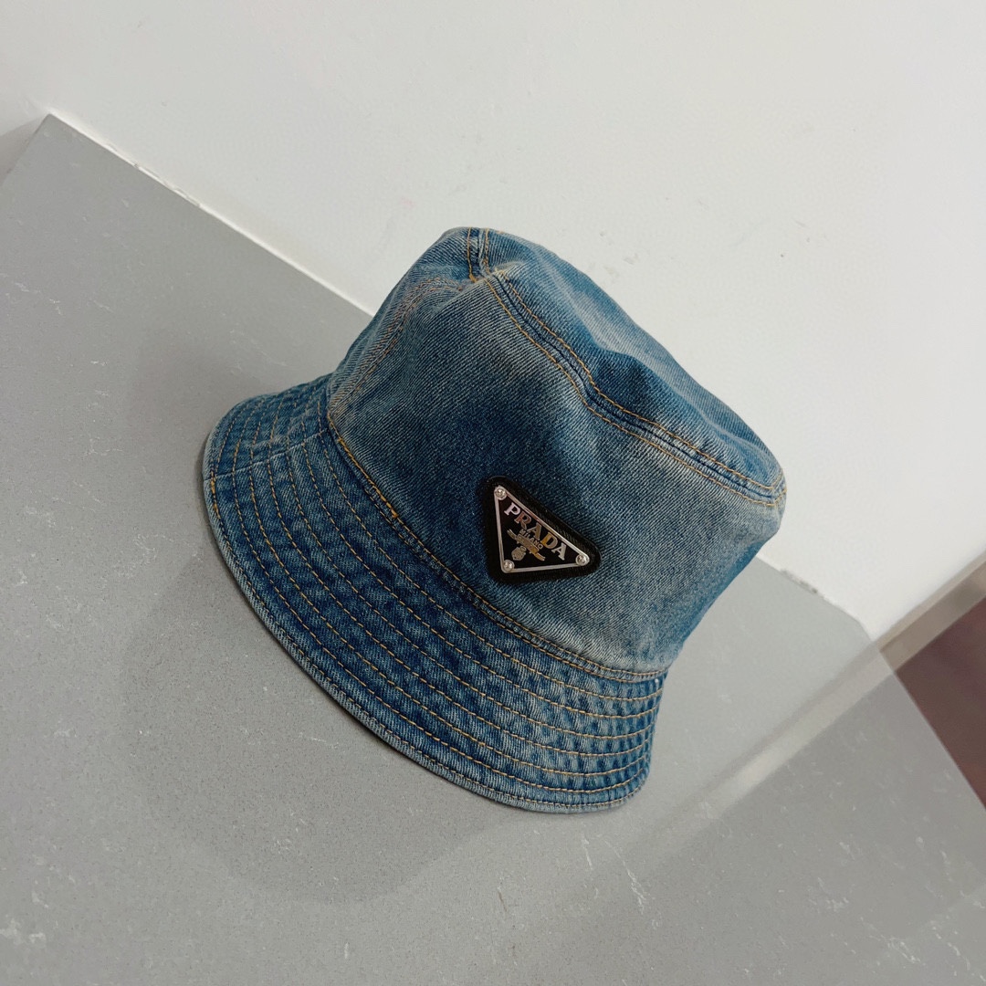 Prada普拉达牛仔渔夫帽