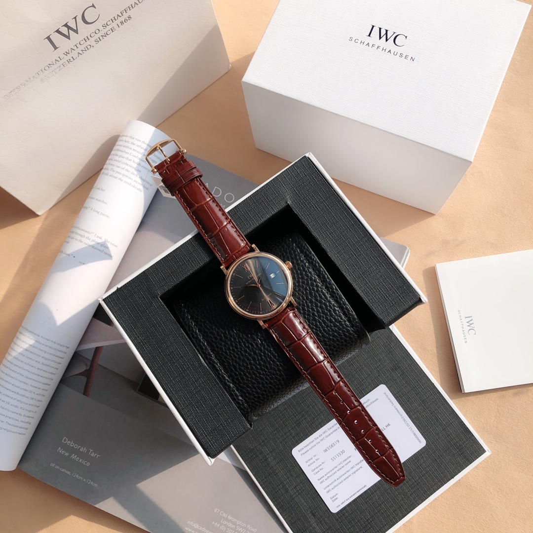 IWC Montre Bleu Rouge Cuir de vache Peau crocodile Automatic Mechanical Movement Bracelet en cuir