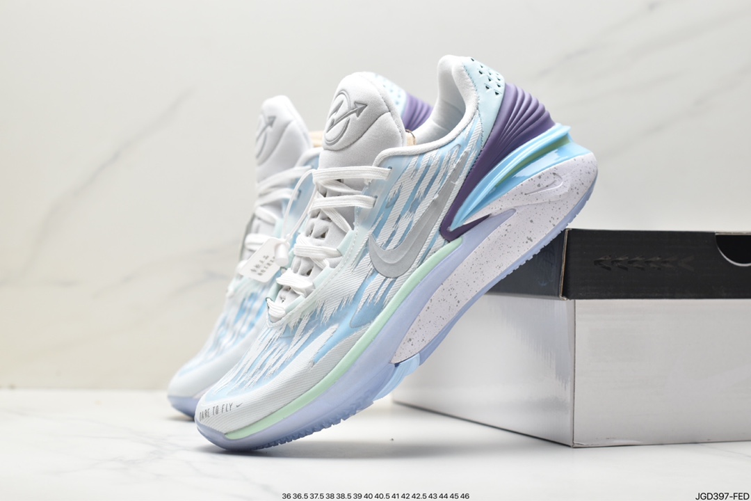 NIKE Air ZOOM GT CUT 2nd generation white and blue Nike Basketball's Greater Than basketball shoes DJ6015-102