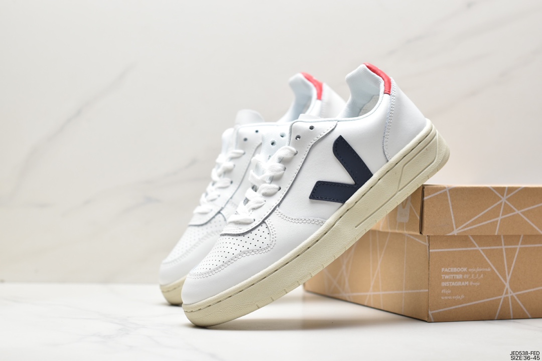 Ins popular French national V-shaped classic white sneakers Veja Leather Extra Sneake is a simple and versatile style for spring and summer