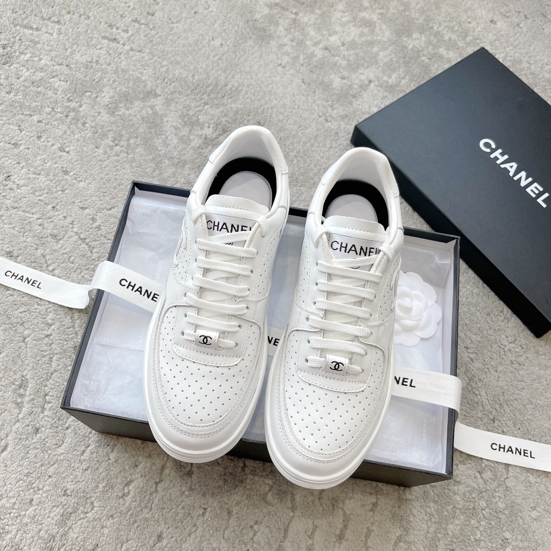 CHANEL красоўкі кэжуал абутак сінхронны выпуск на афіцыйным сайце кэжуал спартыўны стыль матавая скура