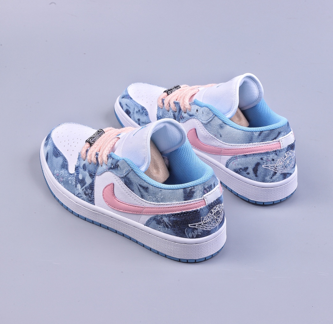 Air Jordan 1 Low ”Washed Denim” AJ1 Joe 1 denim pink hook DM8947-100