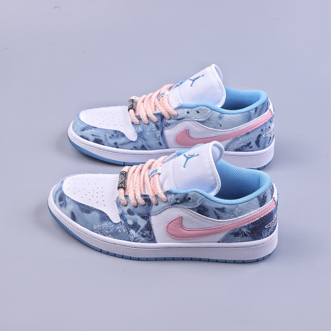 Air Jordan 1 Low ”Washed Denim” AJ1 Joe 1 denim pink hook DM8947-100