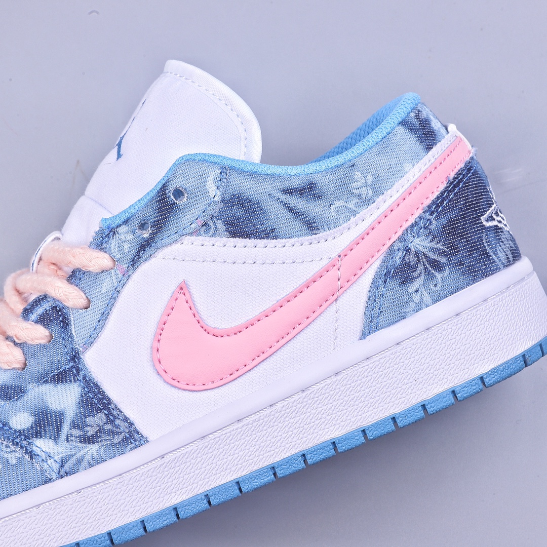 Air Jordan 1 Low ”Washed Denim” AJ1 Joe 1 denim pink hook DM8947-100