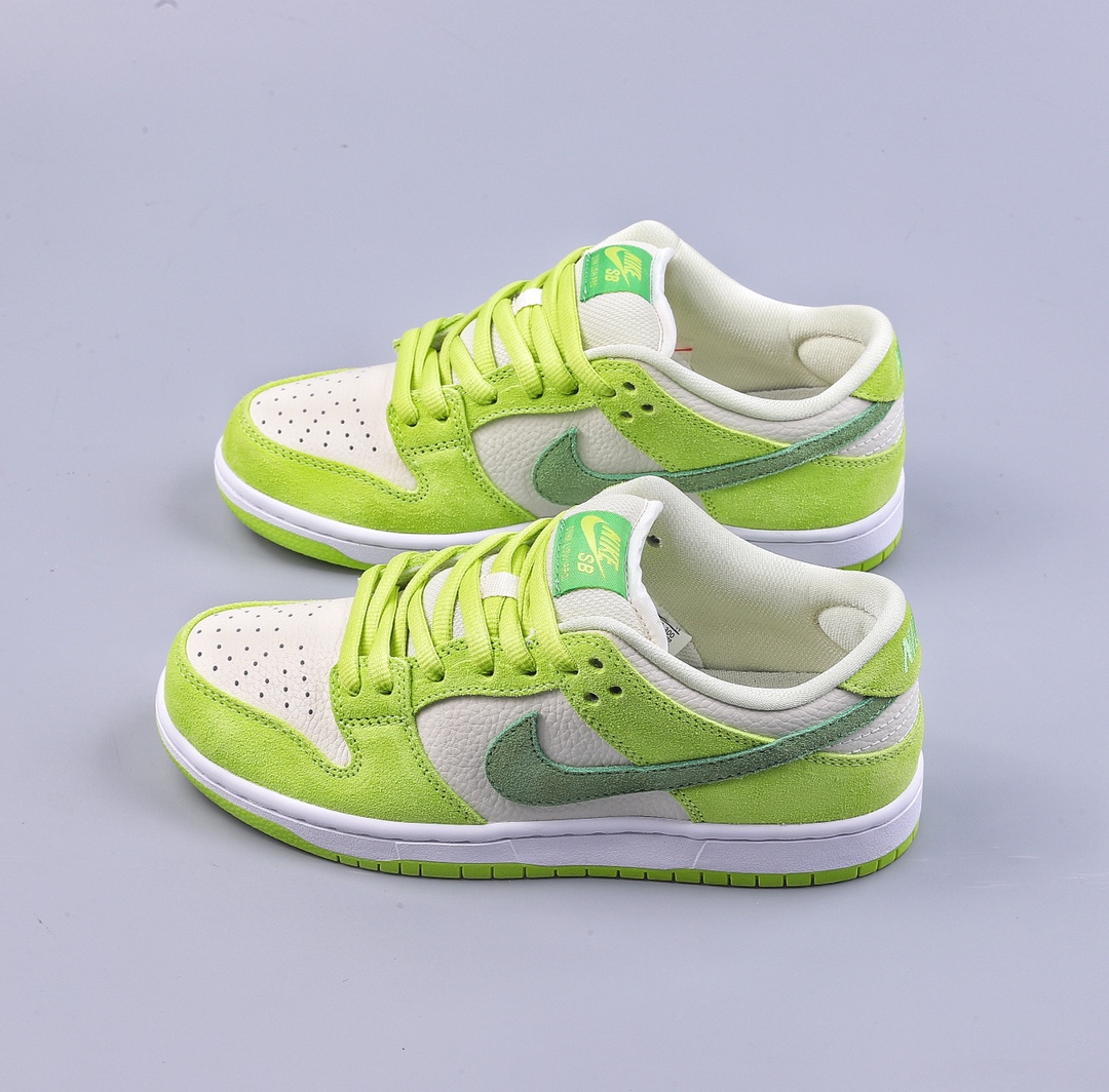 A Nike SB Dunk Low white green green apple exclusive original aviation aluminum grinding tool polished outsole DM0807-300